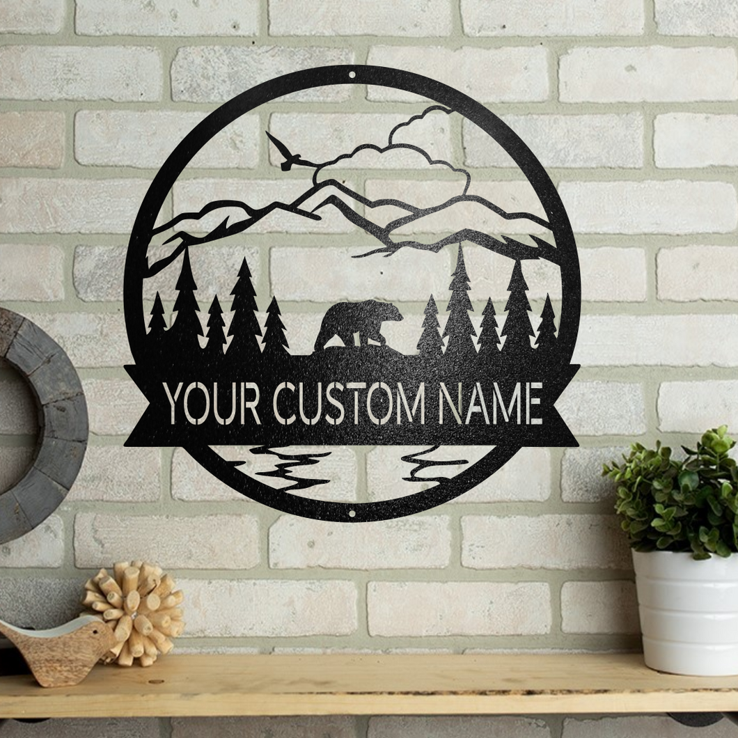 MOUNTAIN NATURE SCENE CUSTOM MONOGRAM **BEAR**