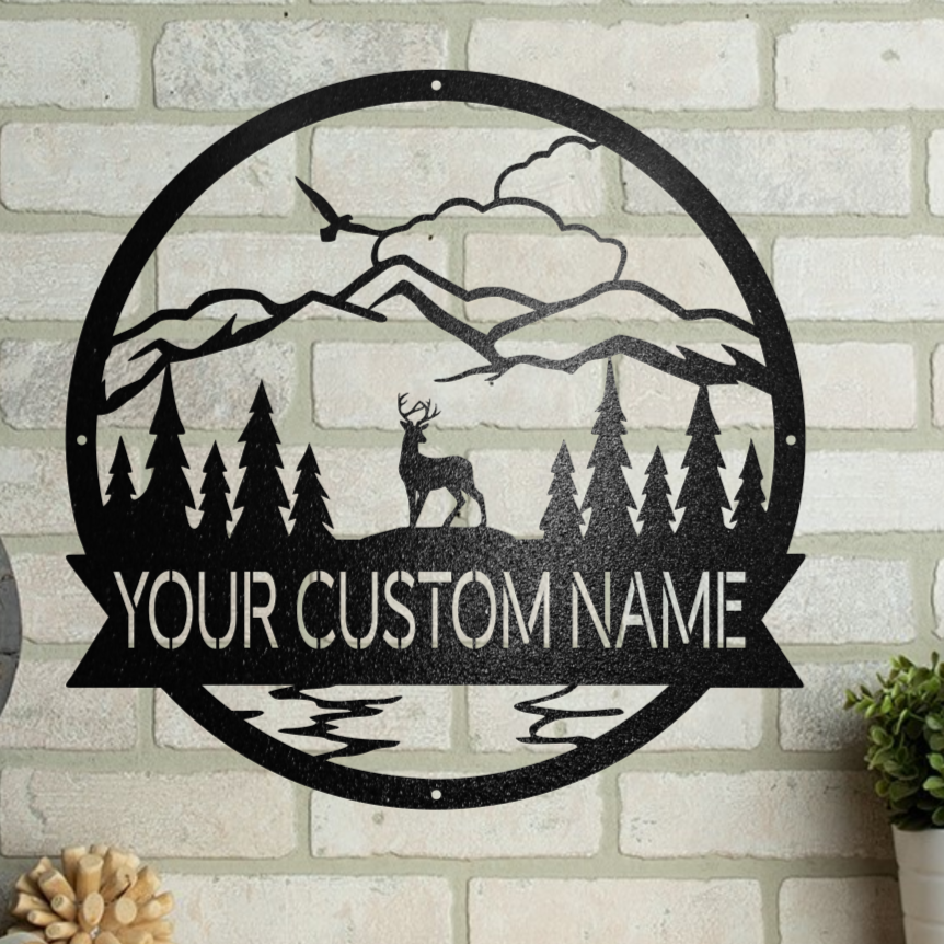 MOUNTAIN NATURE SCENE CUSTOM MONOGRAM **DEER**