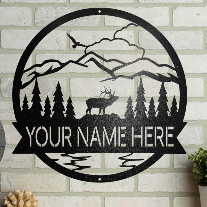 MOUNTAIN NATURE SCENE CUSTOM MONOGRAM **ELK**