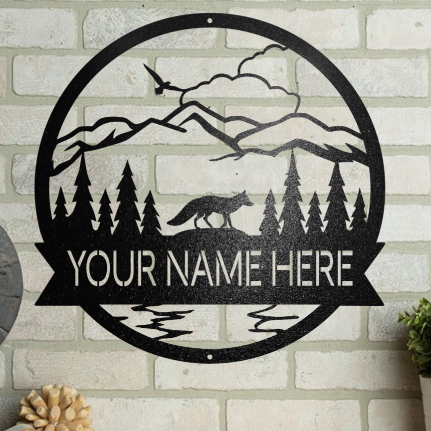 MOUNTAIN NATURE SCENE CUSTOM MONOGRAM **FOX**