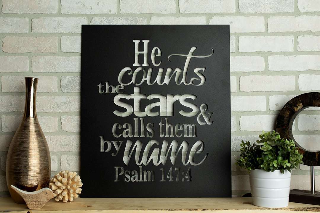 He Counts The Stars And Calls Them By Name Wall Art - Rectangular Metal ...